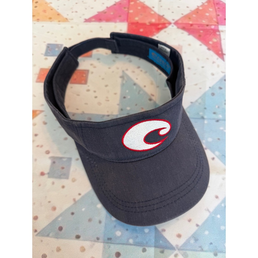 Costa Del Mar Mens Navy Blue Embroidered Logo Cotton Adjustable Sun Visor Hat